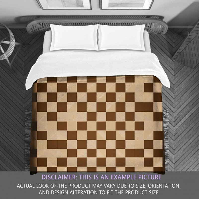 Polyester Comforter, Twin Comforter, Brown/Beige Checkered