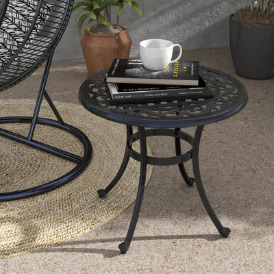 Table de patio, table d'appoint avec cadre en aluminium pour le jardin, noir