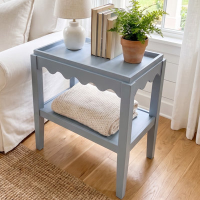 Elegant White 28 Inch Rectangular Accent Table with Two-Tier Storage