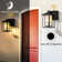 1-Light Black Dusk to Dawn Sensor Outdoor Wall Lantern with Seeded Glass and Built-in GFCI Outlets