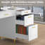 Bureau d'ordinateur à 7 tiroirs, bureau à domicile de 57 pouces avec tiroirs classeurs, bureau de direction avec pieds et poignées dorés-2034525508