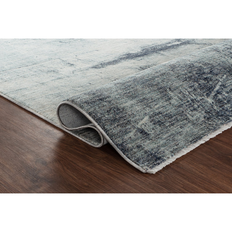 Tapis bleu orage tissé électrique Ginsberg, Rectangle 7 pi 10 po x 10 pi 9 po