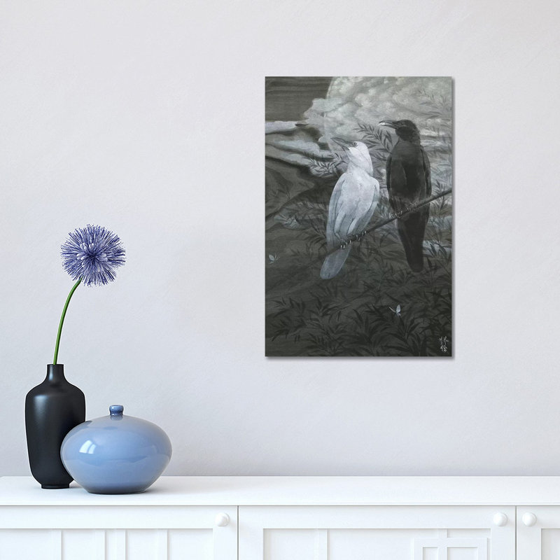 Crows And Moon by Martin Hsu - Painting on Canvas, Wrapped Canvas, 30.48 cm H x 45.72 cm W