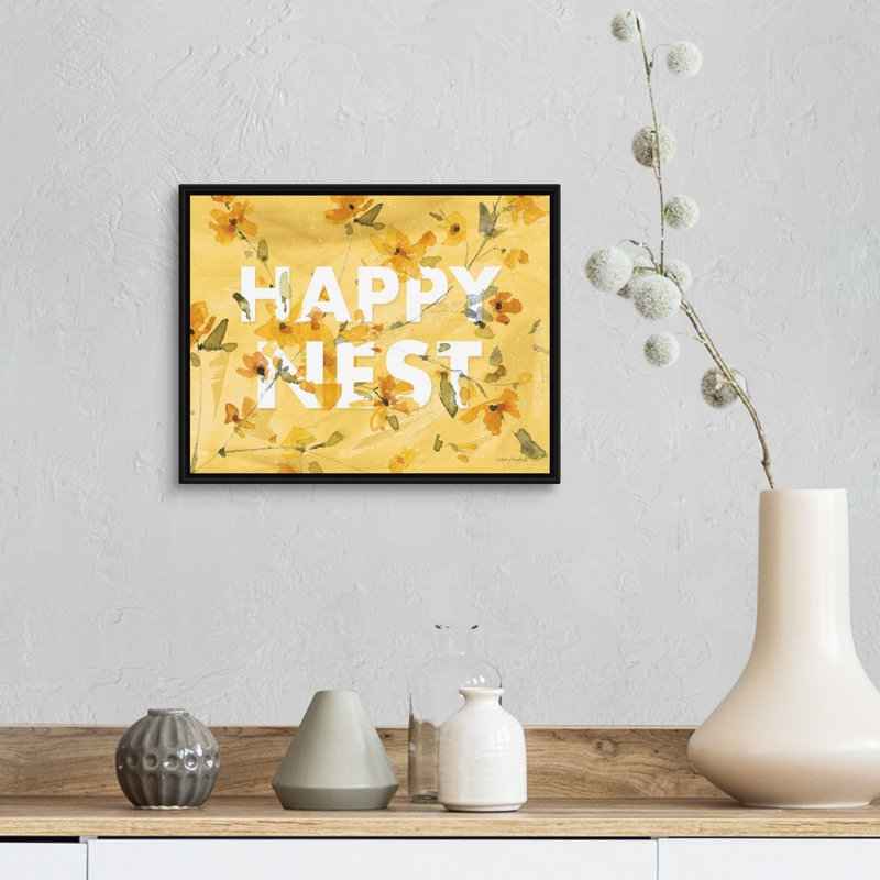 «Happy Yellow 15 Landscape» par Lisa Audit - reproduction d'art, Toile avec cadre noir, H 13 po x l 16 po x P 1,75 po