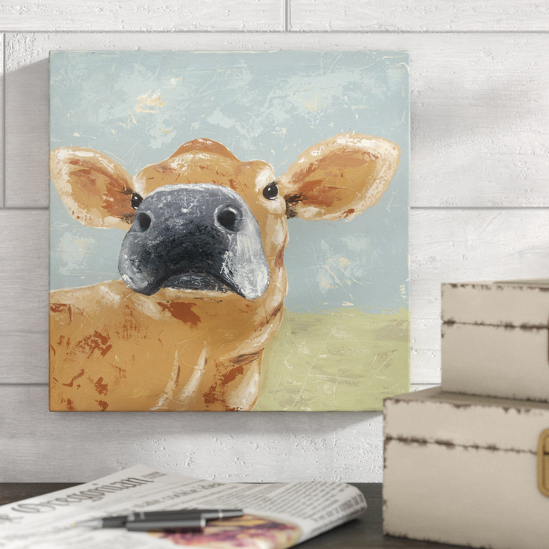 «Farm Life-Cow» par Jade Reynolds, reproduction d'art sur toile, H 12 po x l 12 po, Toile tendue