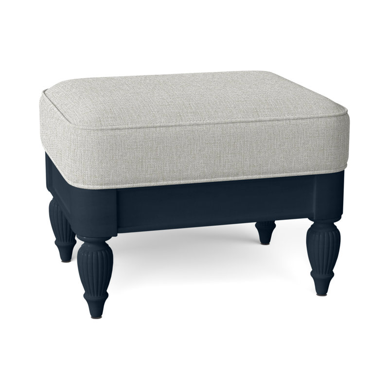 Grand View Ottoman, Navy Finish, Beige Sugar Performance; 0863-93