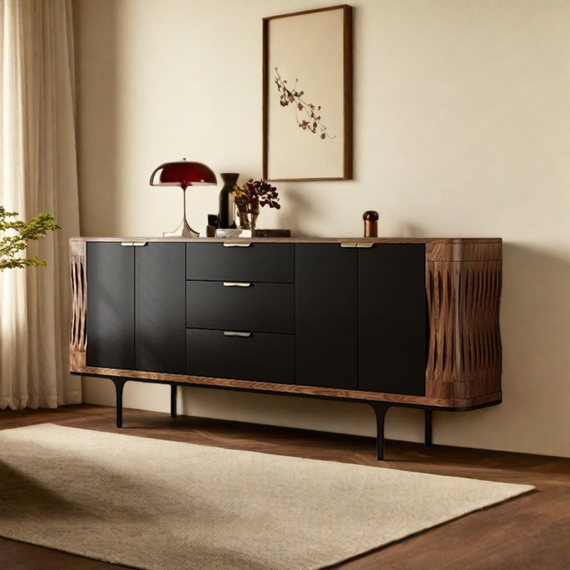 Retro Decorative Style Sideboard, Black;Brown/