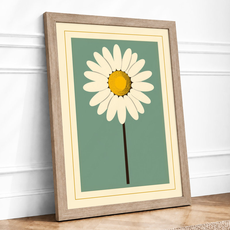 Single Daisy Botanical - Framed Print, A1 - 84.1 x 59.4 cm, Oak