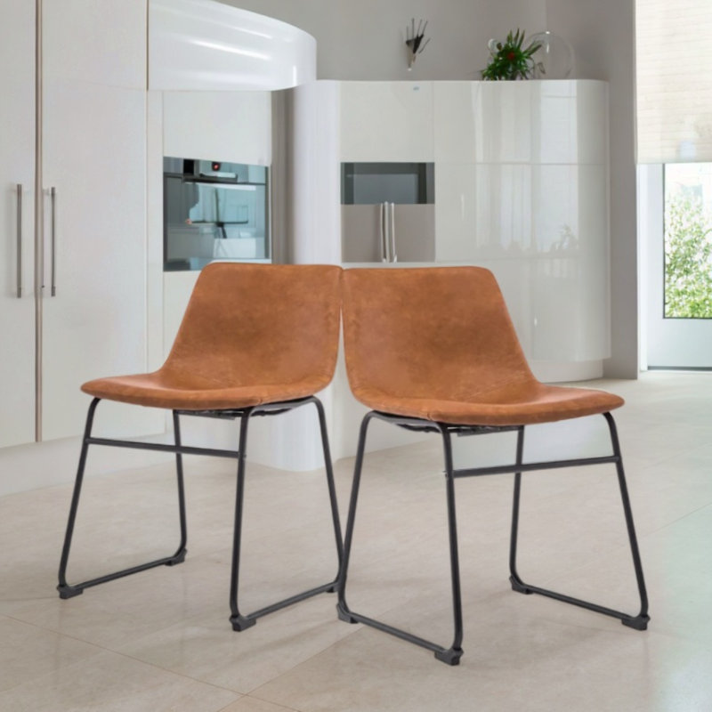 Chaise de salle à manger Janeva, Similicuir brun clair