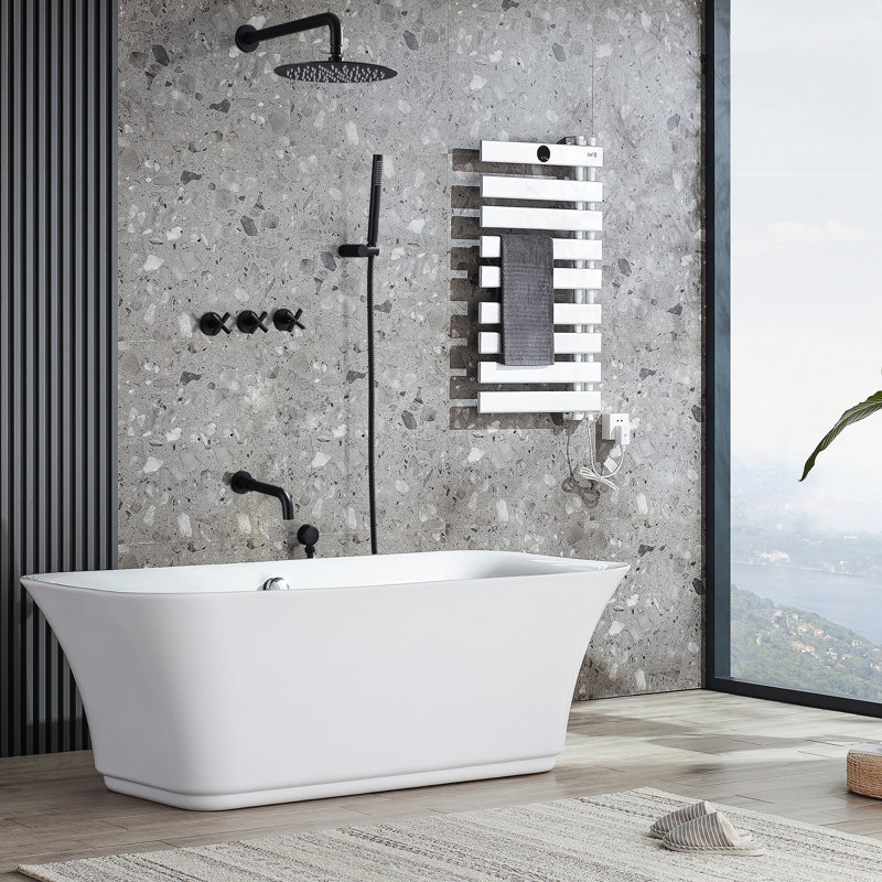 10" Wall Mounted Complete Shower System With Handheld Spray And Bathtub Spout, Matte Black