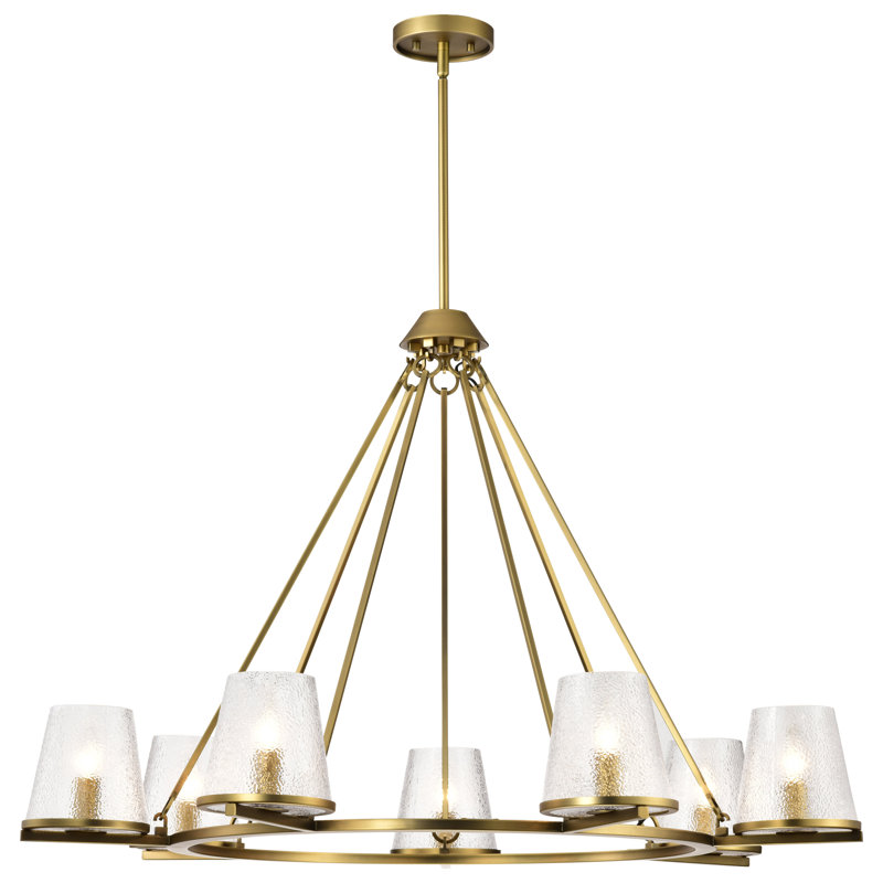 Valentine - Chandelier - Finish - Hammered Glass, Vintage Brass, 25.5" H x 40" W x 40" D, 7 Lights