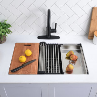 30 Black Undermount Kitchen Sink, Stainless Steel Single Bowl Sink