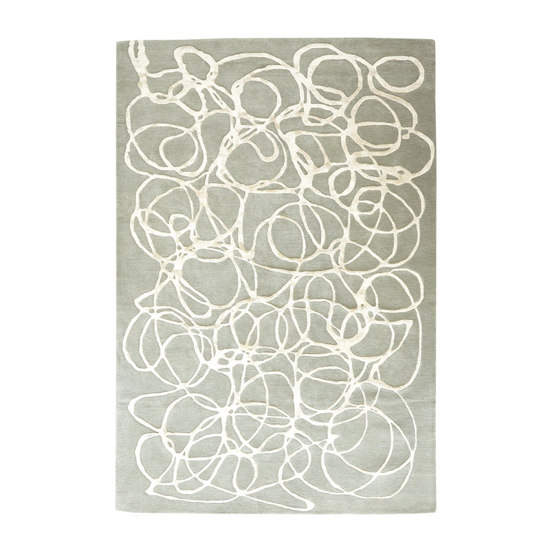 Abstract Area Rug in Gray, Rectangle 5' x 8'