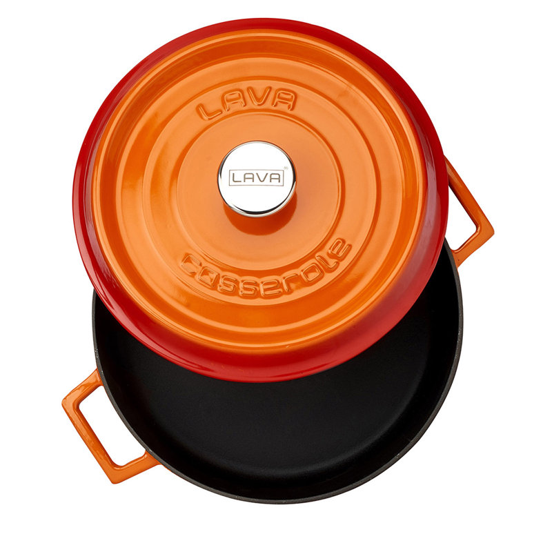 Braisière en fonte émaillée Lava 3,7 pintes Rond avec couvercle, Orange