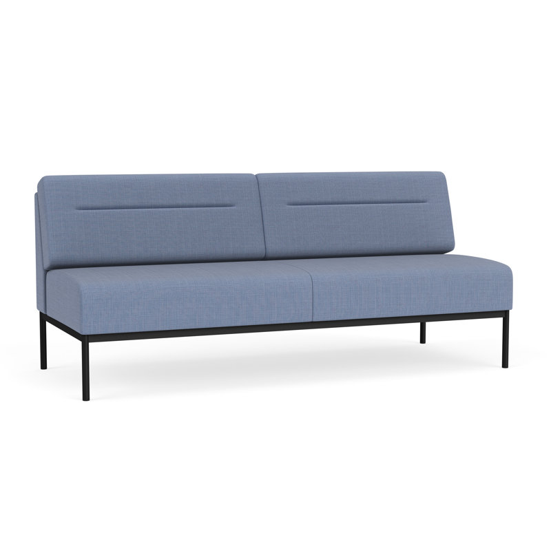 Canapé Darsey, Sans alimentation, Noir, Chambray bleu marine clair