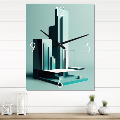 Abstract Minimal Turquoise Architecture - Abstract Landscape Wall Clock Oversized