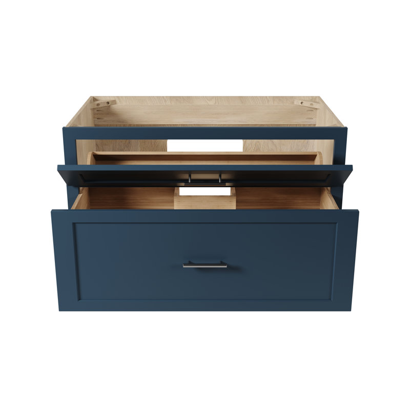 Meuble-lavabo mural simple flottant 36 po Disar, Bleu