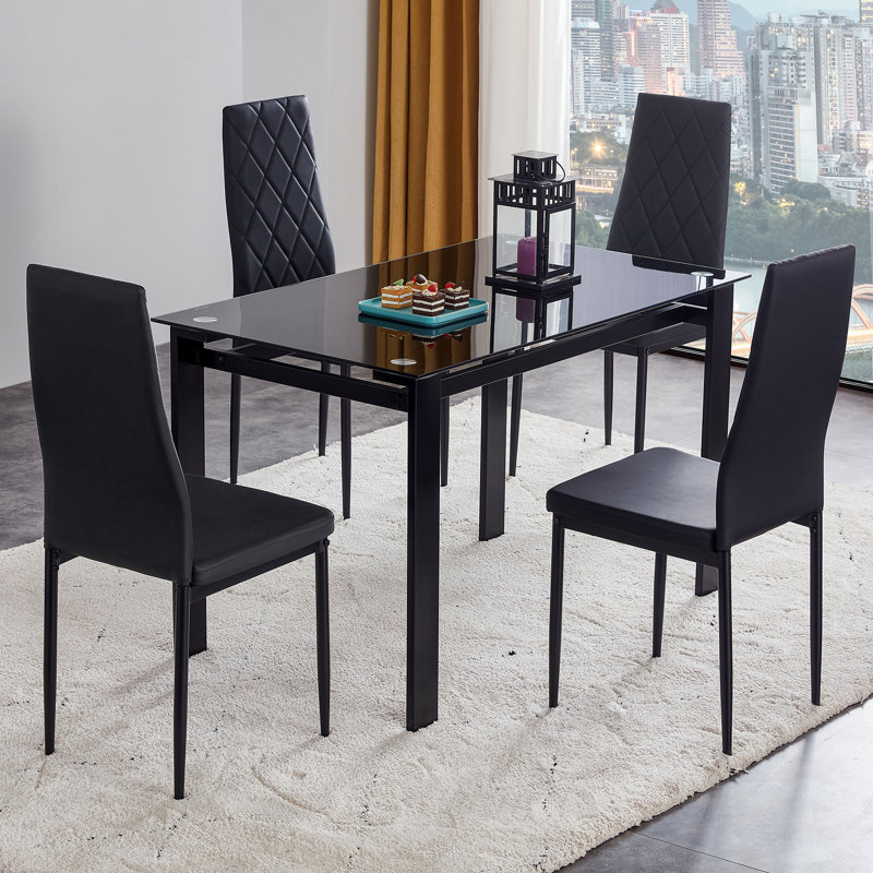 4 - Person Glass Top Four Leg Dining Set
