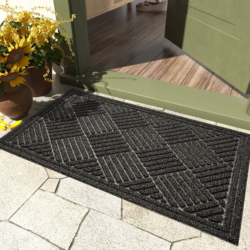 Tapis de porte intérieur antidérapant Owasso, L 15 po x L 24 po, Brun