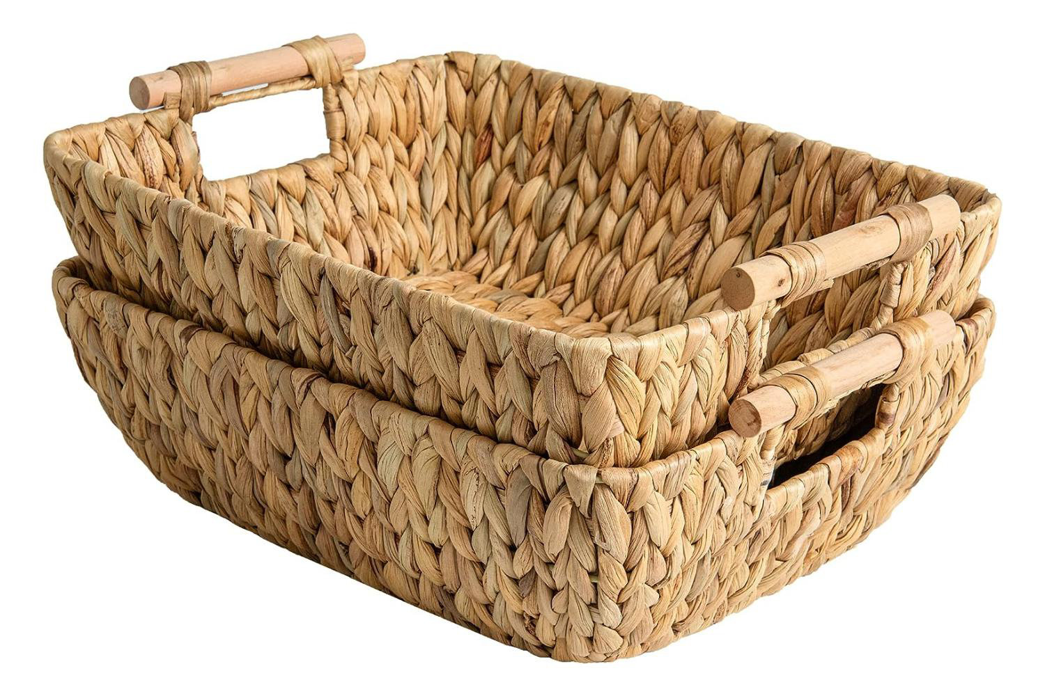 Rosecliff Heights Hand-Woven Jumbo Storage Baskets With Wooden Handles ...