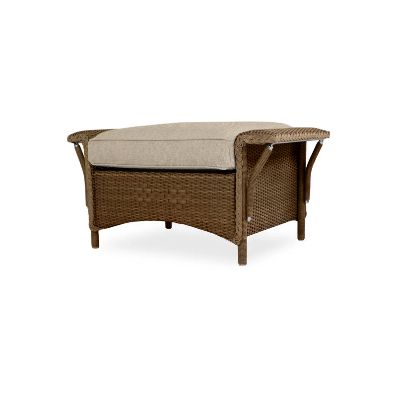 Nantucket Outdoor Ottoman, Rumba Straw, White