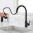 Contemporary Kitchen Sink Faucet With Pull-Out Spray, Matte Black Stainless Steel, Practical And Stylish For Modern Kitchens Pull Out In Black, Enhances Style Of Your