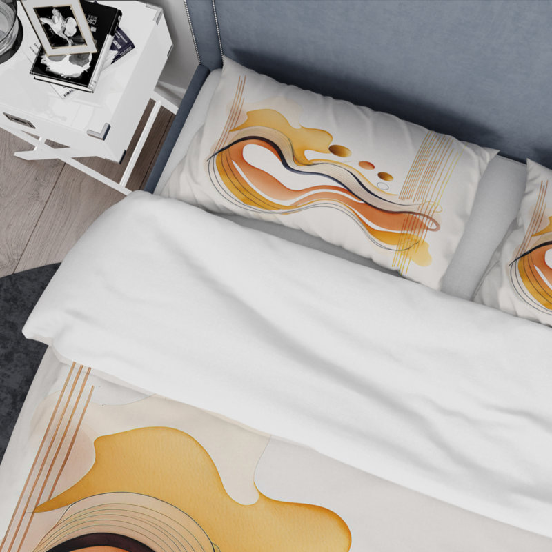Ensemble de housse de couette en microfibre / polyester Burnt Orange Waves Abstract III
