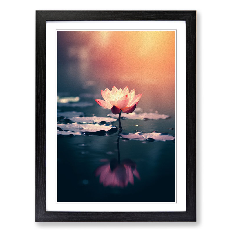 Water Lily Pond Minimalism - Framed Print, Black Framed, 46cm H x 34cm W