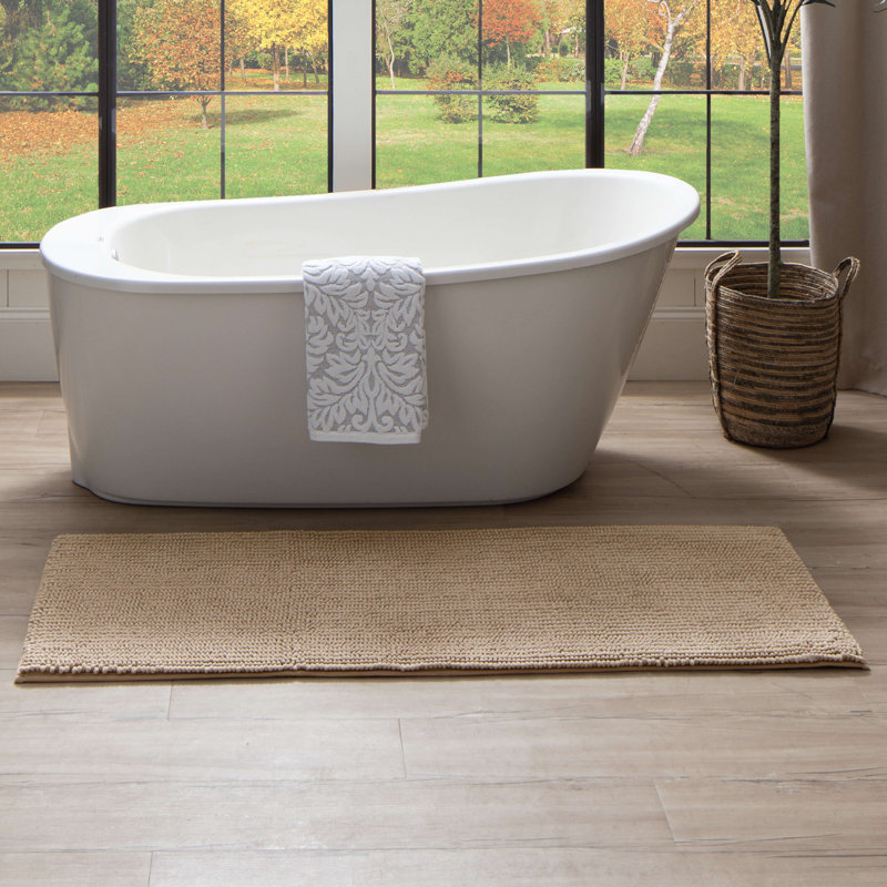 Tapis pour salle de bain Wagnon, L 24 po x L 60 po, Glacier