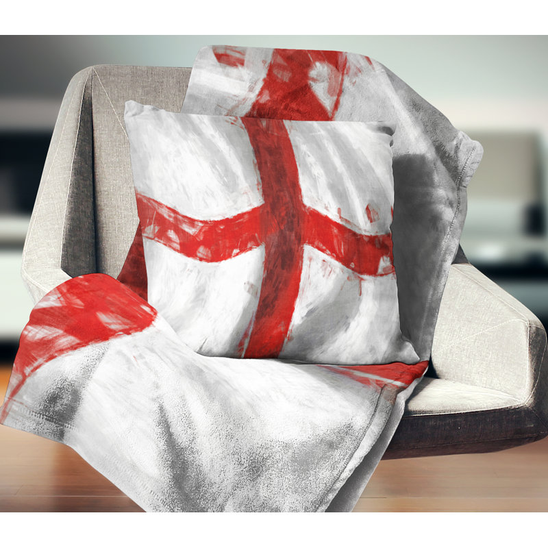 Drapeau de l'Angleterre - coussin décoratif imprimé de cartes et drapeaux, Carré, 16 po x 16 po
