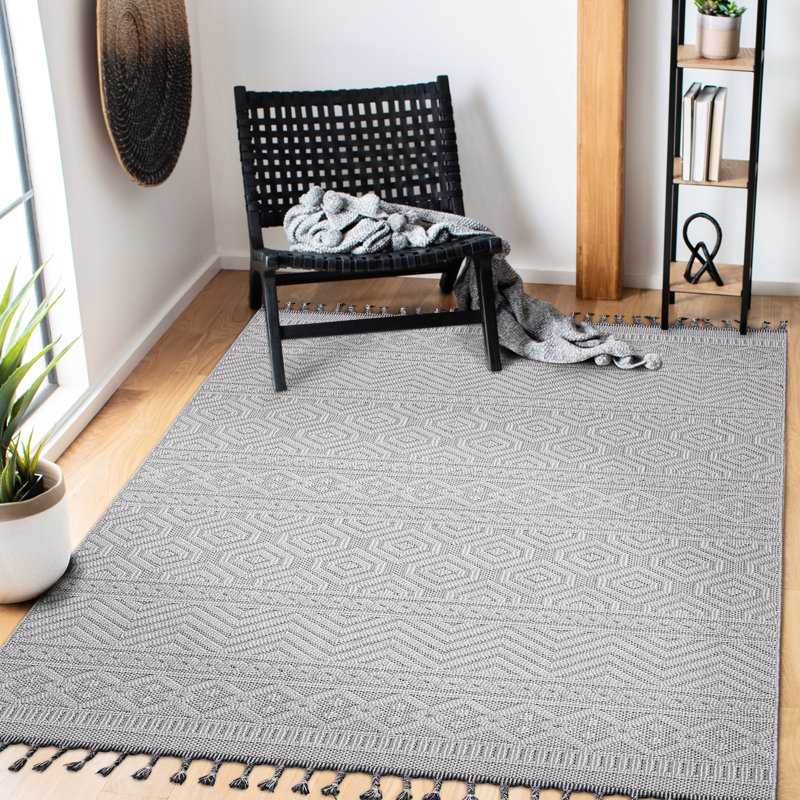 Tapis tissé 6X9 et blanc géométrique
