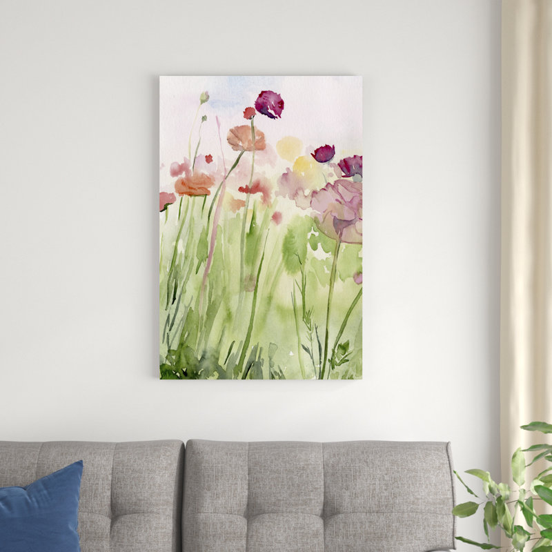 Parmi les fleurs sauvages de l'aquarelle I, H 36 po x l 24 po x P 1,25 po