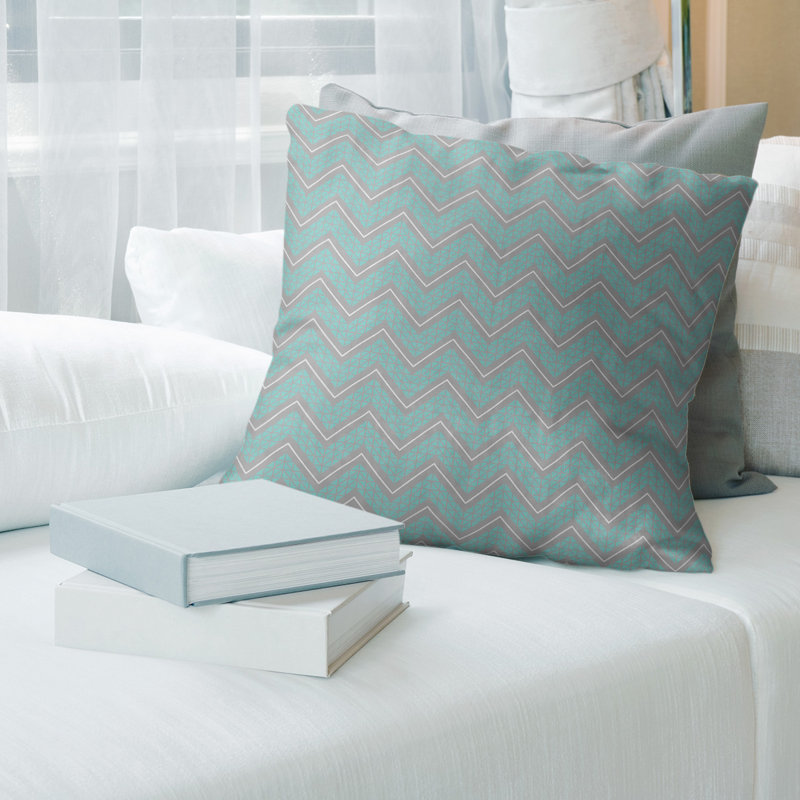 Coussin décoratif à chevrons Rhonda Cheval, Bourre en polyester, H 16 po x l 16 po, Envers sarcelle