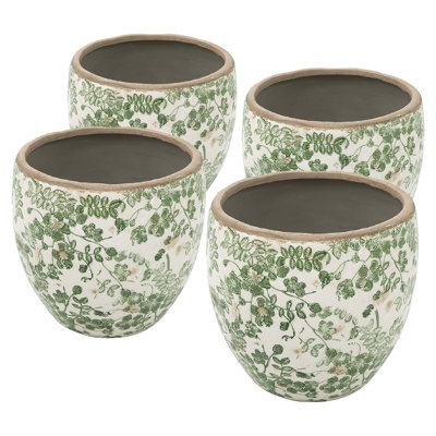 Vase en céramique à motif floral 5,1 x 5,1 x 4,5 ", paquet de 4