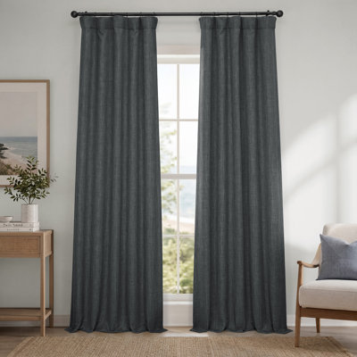 Ottis Faux Linen Room Darkening Curtain Panel
