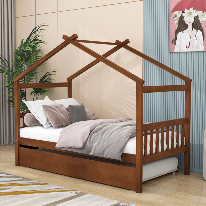 Patchin Wood Daybed with Trundle and Slats, Walnut, Twin