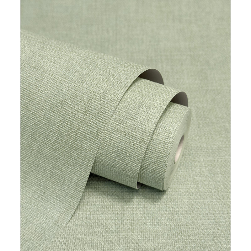 Hessian Plain Textured Italian Heavyweight Vinyl Wallpaper, Green
