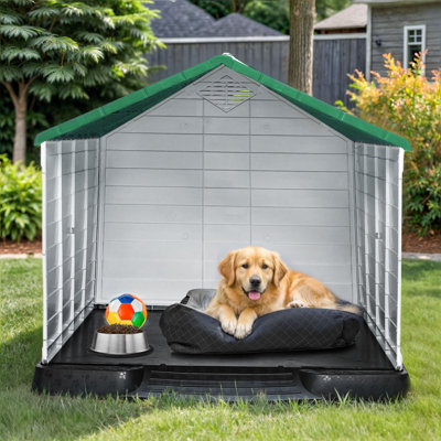 Plastic Dog House with Air Vents & Elevated Design