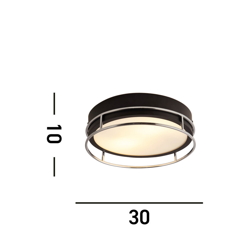 Averie Glass Flush Mount, Black/Chrome