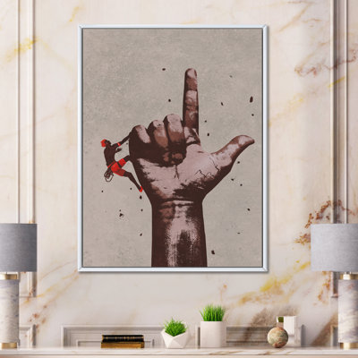 " Finger Pointing Up Sign With Climber " Painting Print