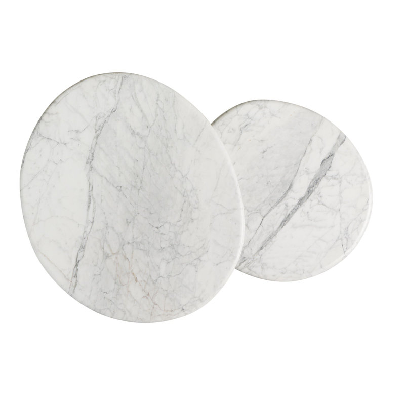 Stuart Marble Coffee Tables-White Calacatta Marble, White Calacatta Marble