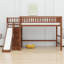 Structure de lit mezzanine robuste avec escalier de rangement, glissade amusante et lumières DEL intégrées-1018672230