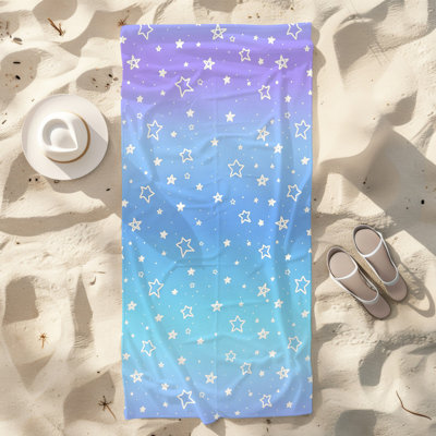  Serviette de plage légère en microfibre, absorbante et sans décoloration, 30 po x 60 po, imprimé étoile pastel