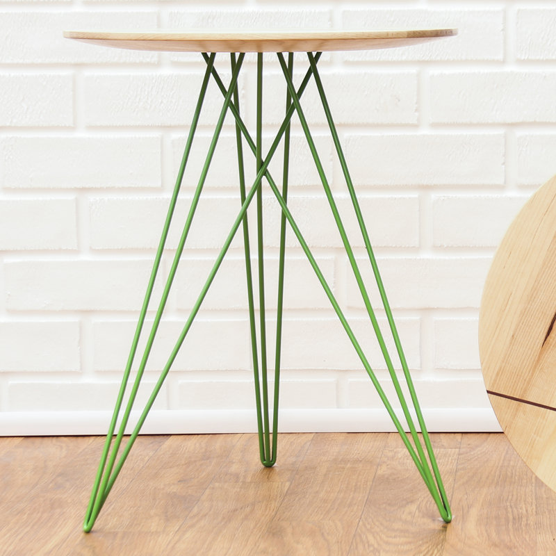 Hudson Solid Wood Top End Table, Green, Maple