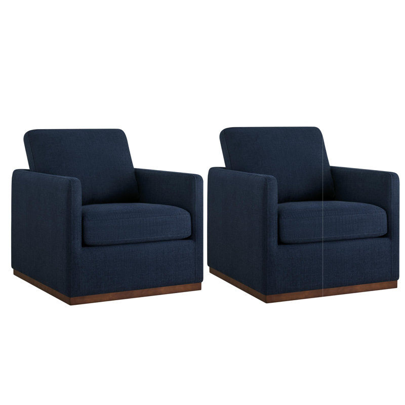 Fauteuil pivotant rembourré avec coussins réversibles Bobbi, Tissage performance Flannigan Midnight