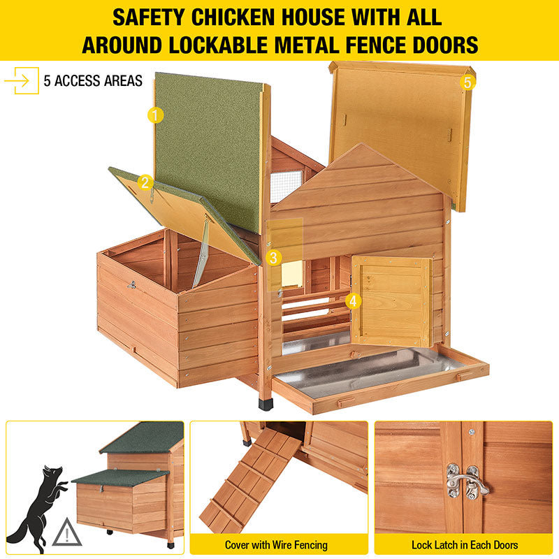 16.14m² Chicken Coop with Nesting Box For Up To 3 Chickens