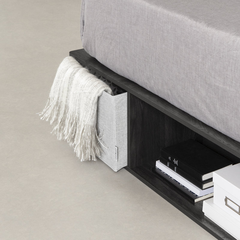 Gray Oak Full Captain's Bed with Storage Drawers