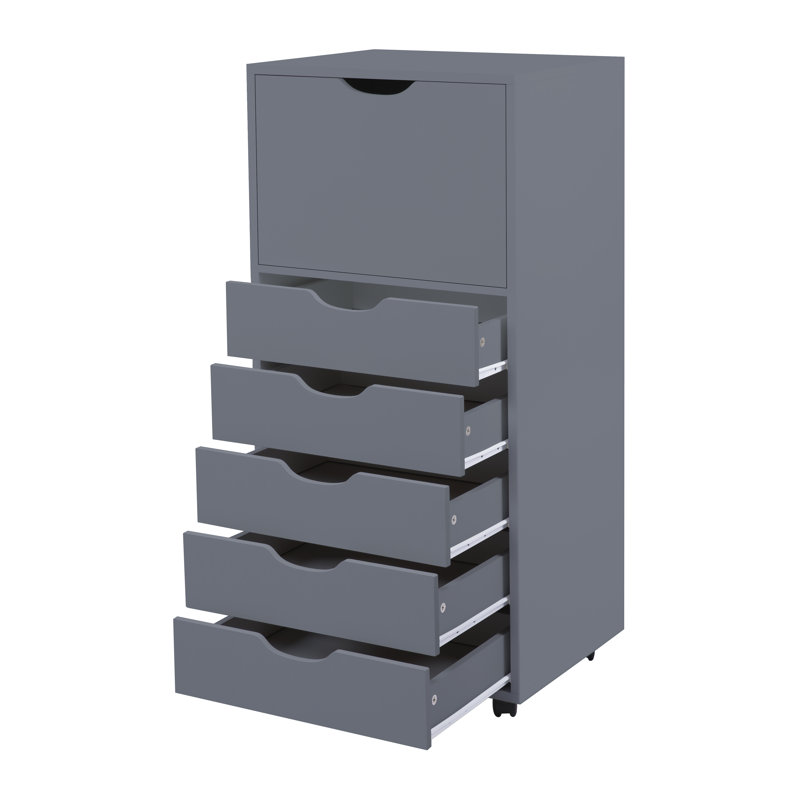 Armoire de rangement 6 tiroirs Inara, Gris