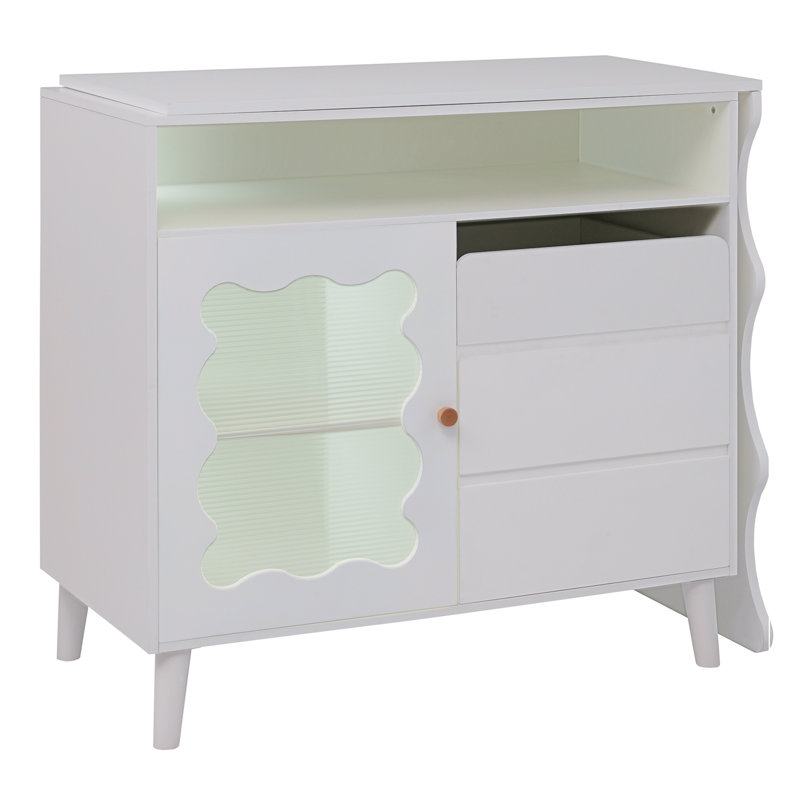 41"-79" Cloud Wave Extendable Sofa Bar Table Cabinet Behind Couch Pub Table with LED
