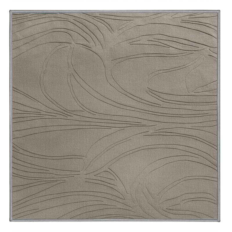 Machine Washable Abstract Gray Area Rug, Square 3'